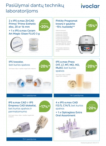Ivoclar akcijos dantų technikų laboratorijoms