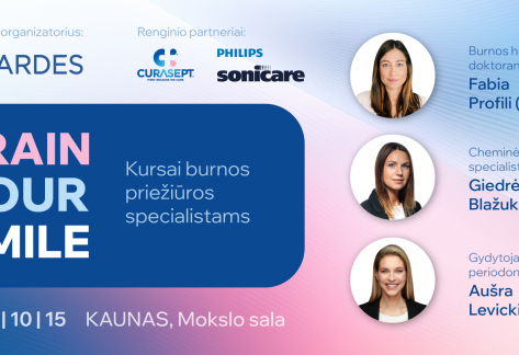  2026 10 15 | „TRAIN YOUR SMILE“ kursai burnos priežiūros specialistams