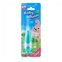 Elektrinis dantų šepetėlis BRUSH-BABY BabySonic nuo 0 mėn iki 3m., žalias, 1 vnt