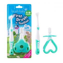 Dantų šepetėlis ir kramtukas nuo 0 mėn iki 18 mėn, BRUSH-BABY, 1 rink