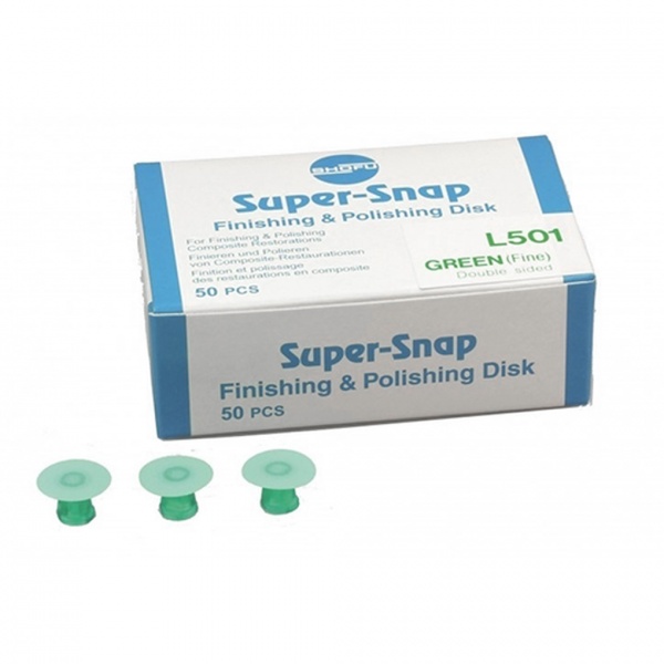 Super-snap green (fine) L501 poliravimo diskeliai, SHOFU, 50 vnt (1)