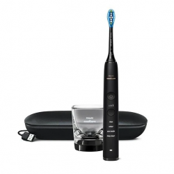 Elektrinis dantų šepetėlis su programėle, PHILIPS DiamondClean 9000 HX9911/09, juodos spalvos, 1 vnt