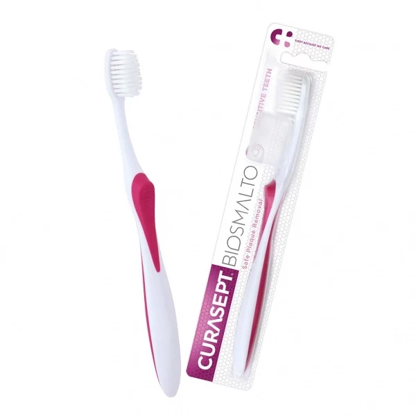 Dantų šepetėlis prailgintais šereliais, CURASEPT Biosmalto sensitive teeth jautrių dantų valymui, 1 vnt (1)