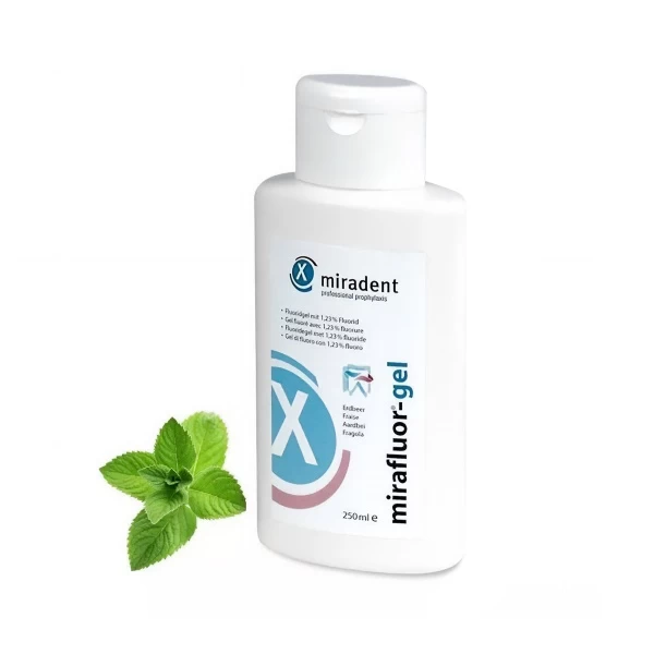 Mirafluor-gel 1,23%F fluoro gelis intensyviai karieso profilaktika, HAGER&WERKEN, mėtų skonio, 250 ml (1)