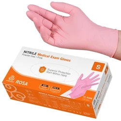 Pirštinės ONEMED Rosa nitrilinės, S dydis, 150 vnt