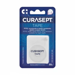 Tarpdančių siūlas- juostelė CURASEPT PTFE TAPE impregnuotas chlorheksidinu, 35 m