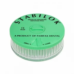 Nerudyjančio plieno kaiščiai Stabilok, žalios spalvos, FAIRFAX DENTAL, 100 vnt + 5 vnt grąžtų